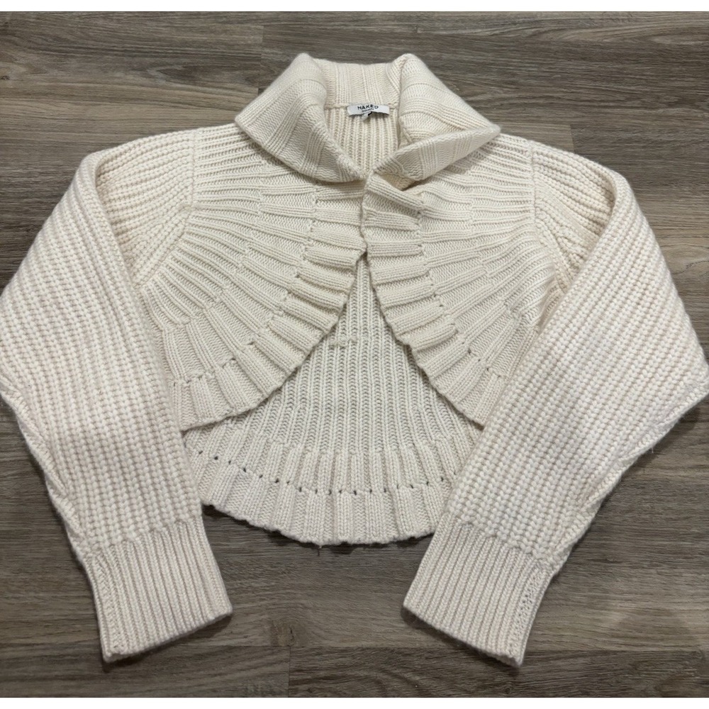 Naked Cashmere Daphne rib-knit shrug cream M/L 100% Cashmere